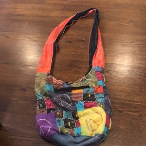 Hippie vintage grunge handmade cruelty free hobo colorful bag